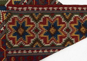 A bench cushion, flat weave, c. 262 x 64 cm, Scania, around the year 1900.