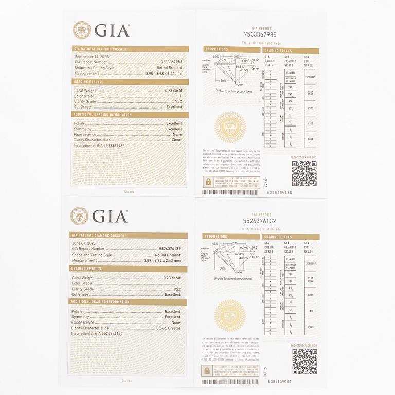 Earrings, 18K white gold set with brilliant-cut diamonds totalling 0.46 ct.