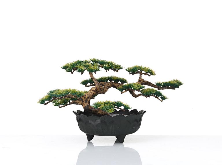 Estrid Ericson, an elastoline bonsai tree mounted in a Japanese patinated metal pot, Svenskt Tenn, Sweden 1960-70's.