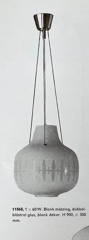 Harald Notini eller Uno Westerberg, taklampor, ett par, modell "11868", Arvid Böhlmarks Lampfabrik, Stockholm, 1950-tal.