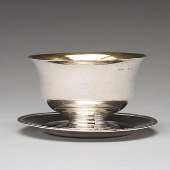 A Swedish 19th century parcel-gilt silver sauce bowl, mark of Johan Petter Grönvall, Stockholm 1824.