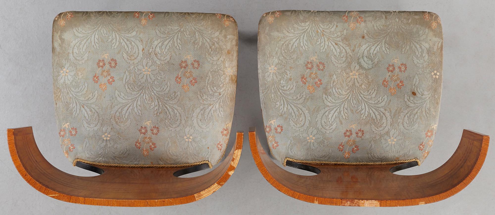 Swedish Grace, a pair of klismos chairs for Carl Johansons Möbleringsaffär, 1930's.