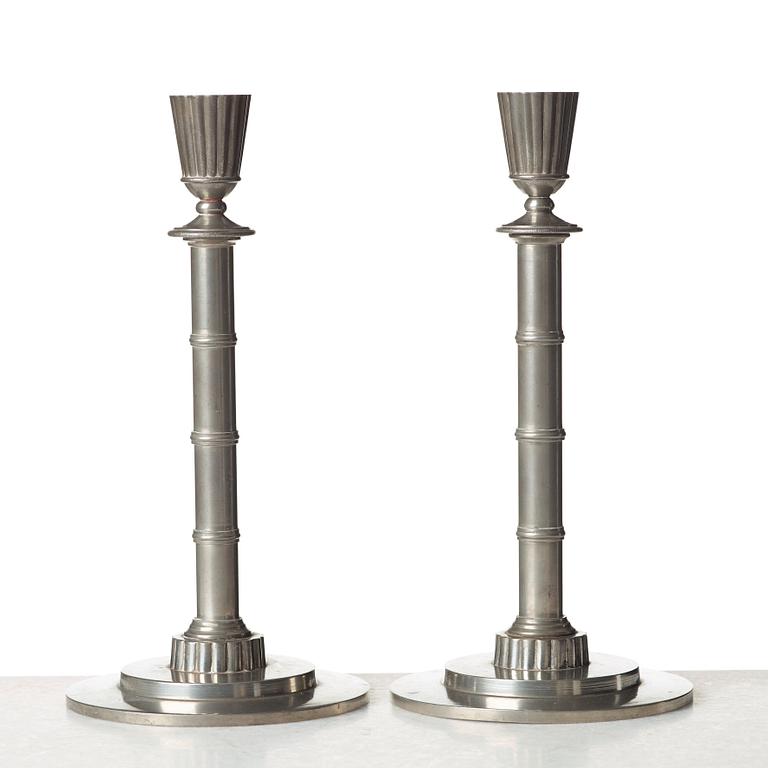 Erik Fleming, a pair of pewter candlesticks, Norrahammar, Sweden 1930.