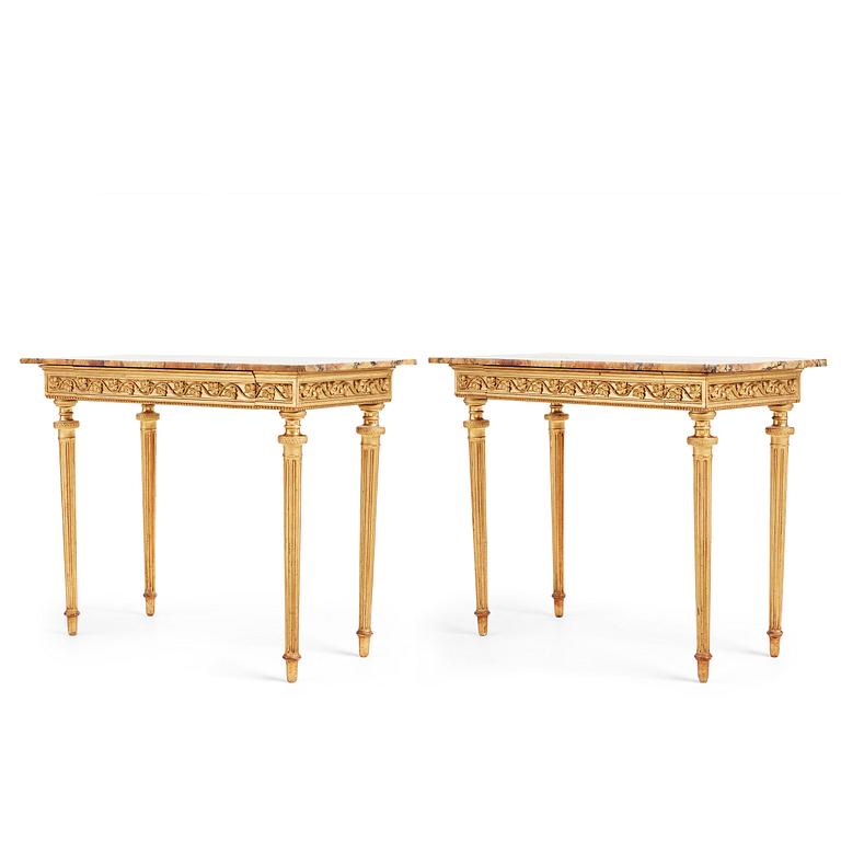 A pair of late Gustavian console table by P Ljung.