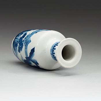 A blue and white vase, Qing dynasty with six character mark.