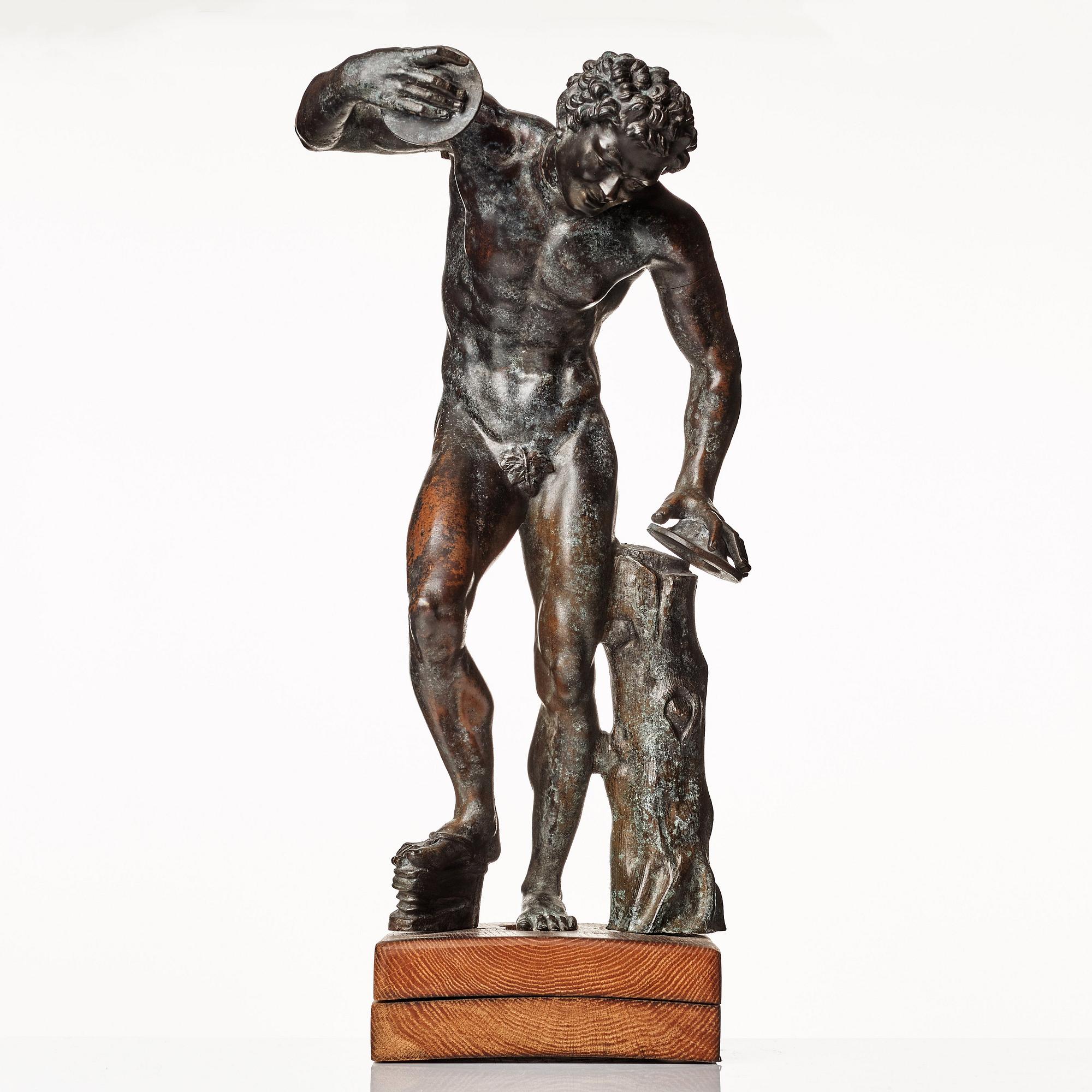 SCULPTURE, probably Italy 18th Century. Satyr with cymbals.