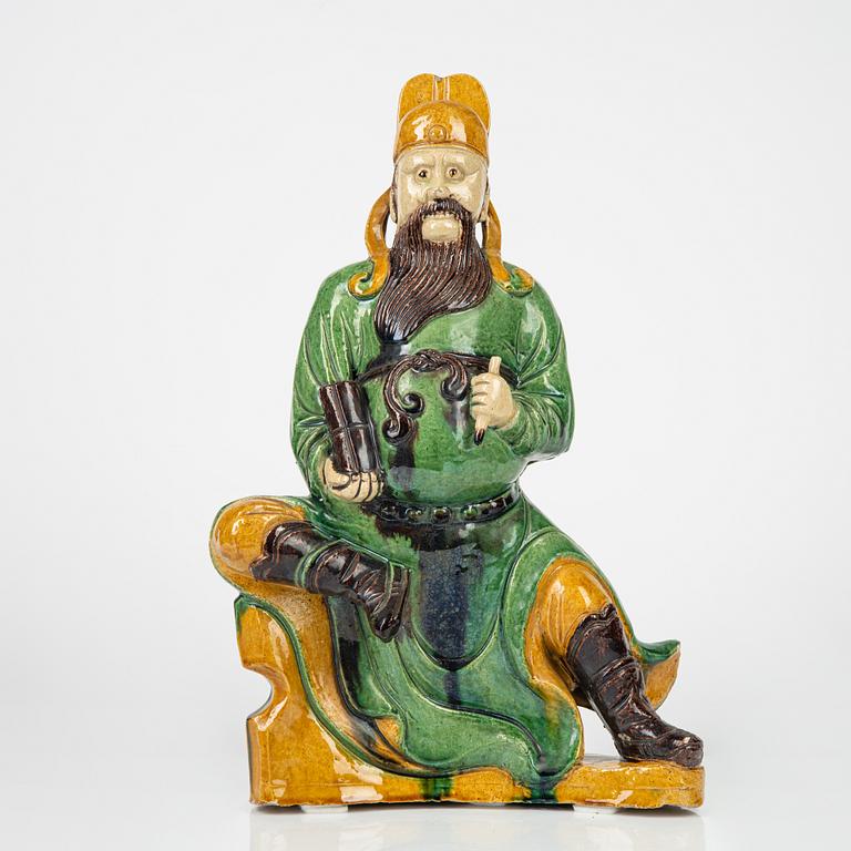 A Chinese roof tile figure, Ming style, presumably late 19th Century.