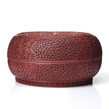 A large red box with cover, Qing dynasty (1664-1912).
