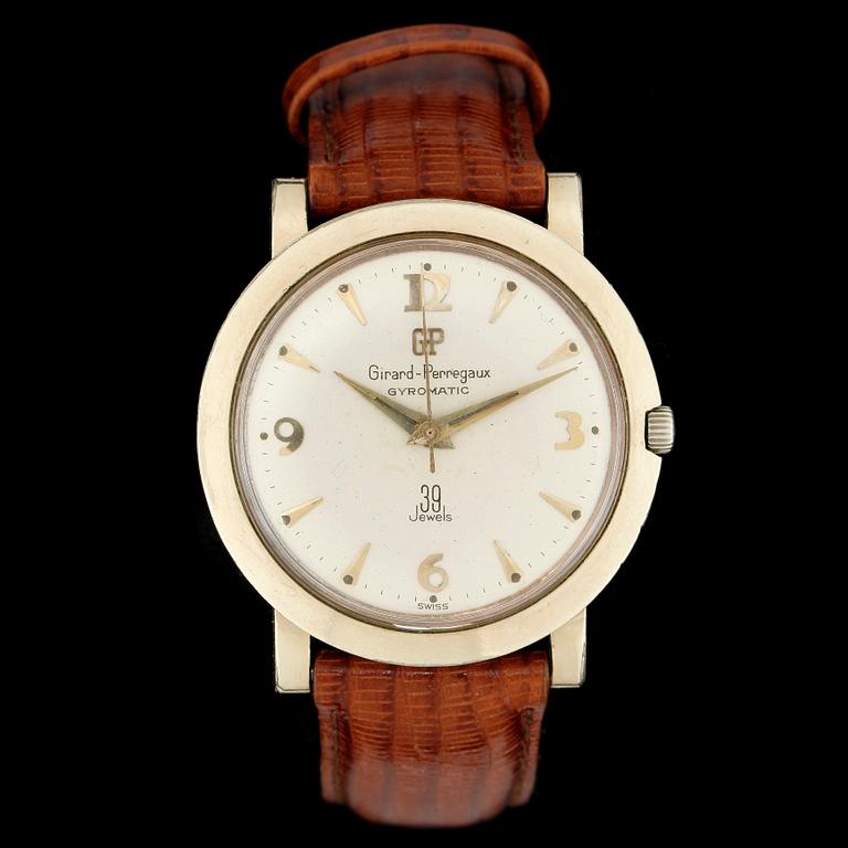 ARMBANDSUR, herr, Girard Perregaux, gyromatic, guld på stål, 1940/50-tal.