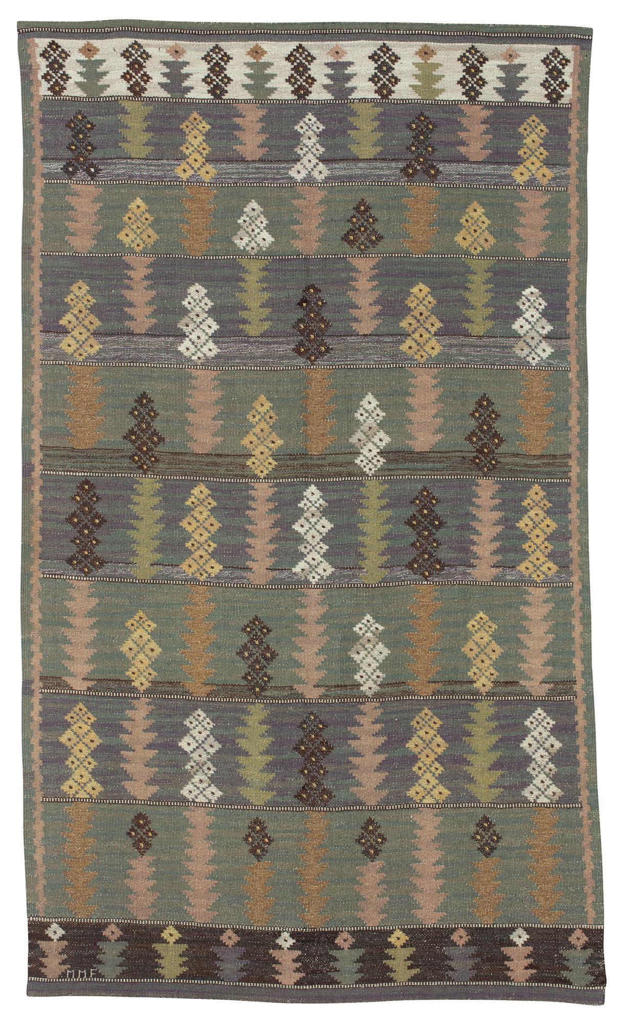 Märta Måås-Fjetterström, DRAPERI. "Kungsljus". Rölakan. 244,5 x 143,5 cm. Signerat MMF.