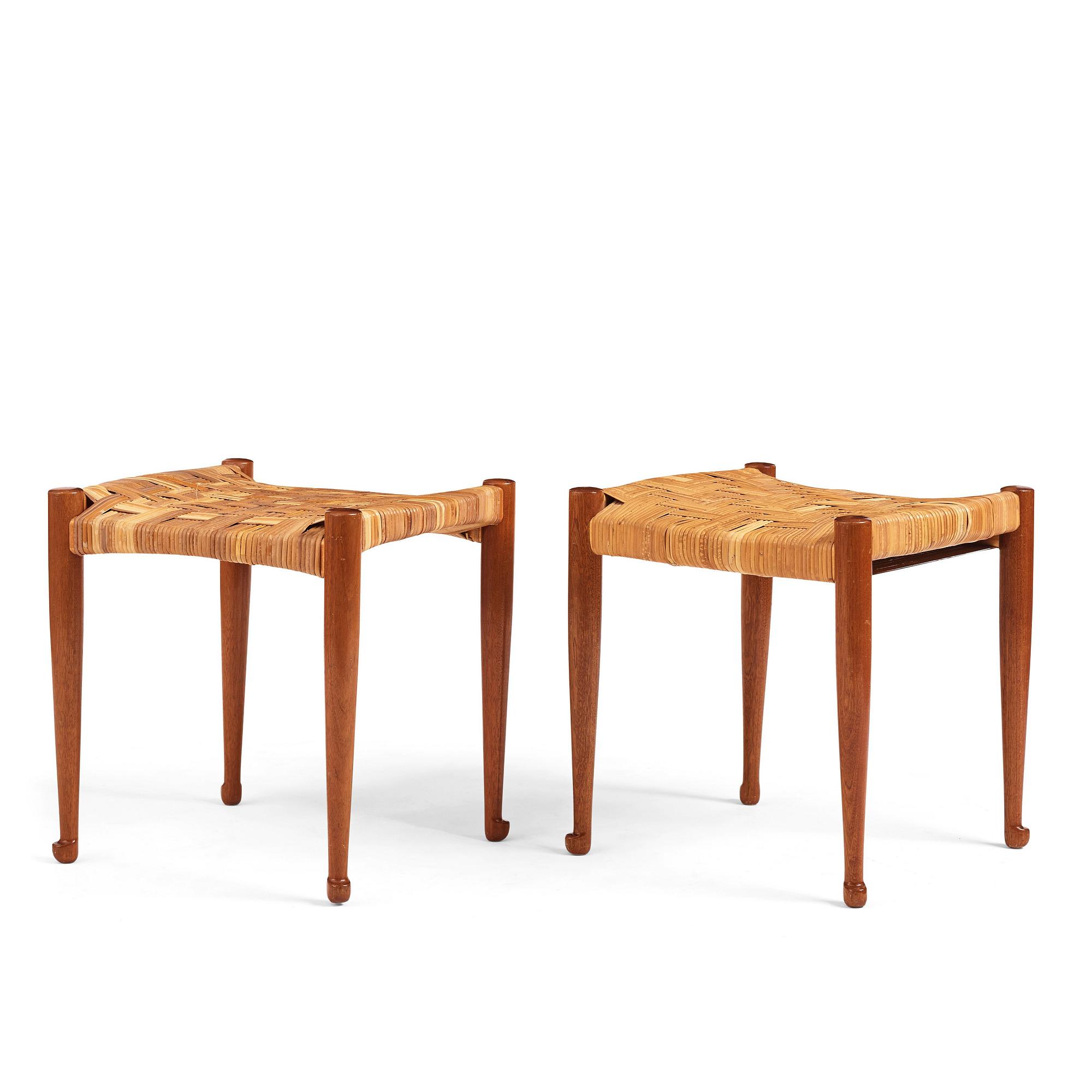 Josef Frank, taburetter 1 par, modell "973", Firma Svenskt Tenn, 1940-50-tal.