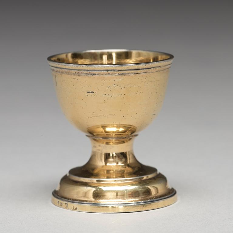 A Swedish mid 18th century silver-gilt egg-cup, mark of Jonas Thomasson Ronander, Stockholm 1758.