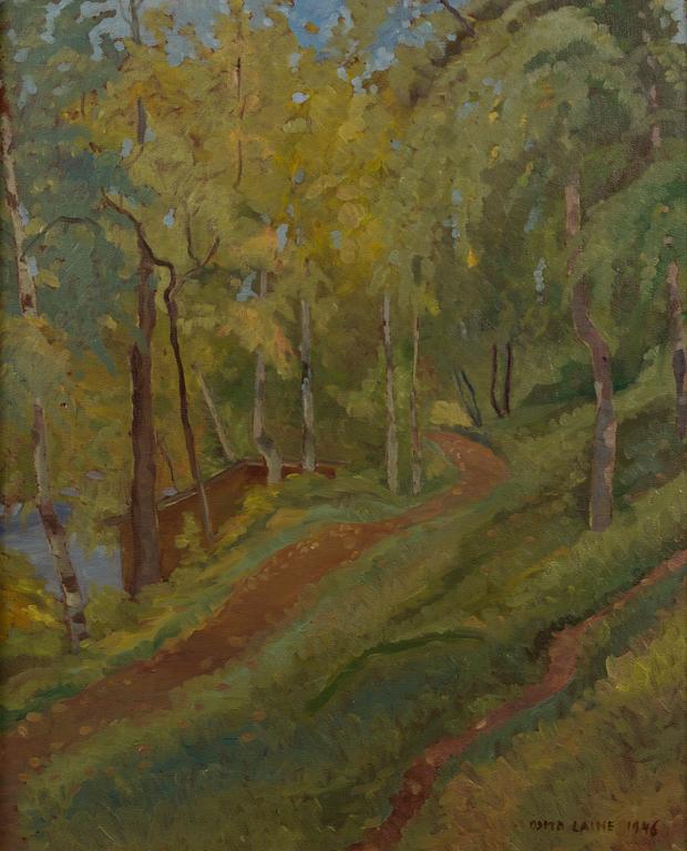 OSMO LAINE, öljy pinnoitetulle levylle, signeerattu ja päivätty 1946.