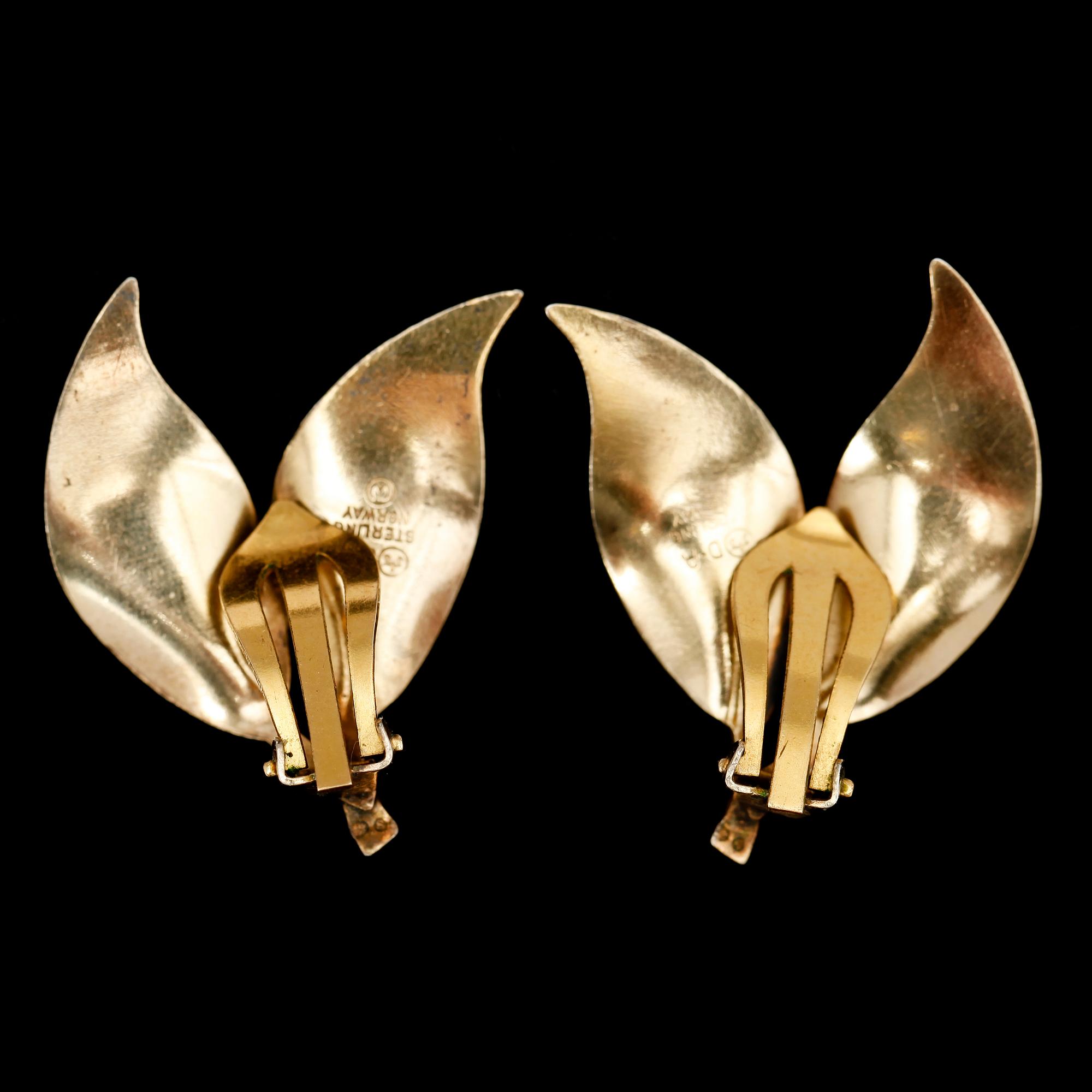 ÖRHÄNGEN, 1 par, förgyllt sterlingsilver, David Andersen Norge.