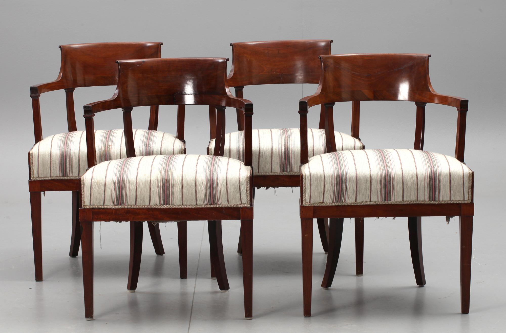 KARMSTOLAR, 4 st. Empire 1800-talets första hälft.