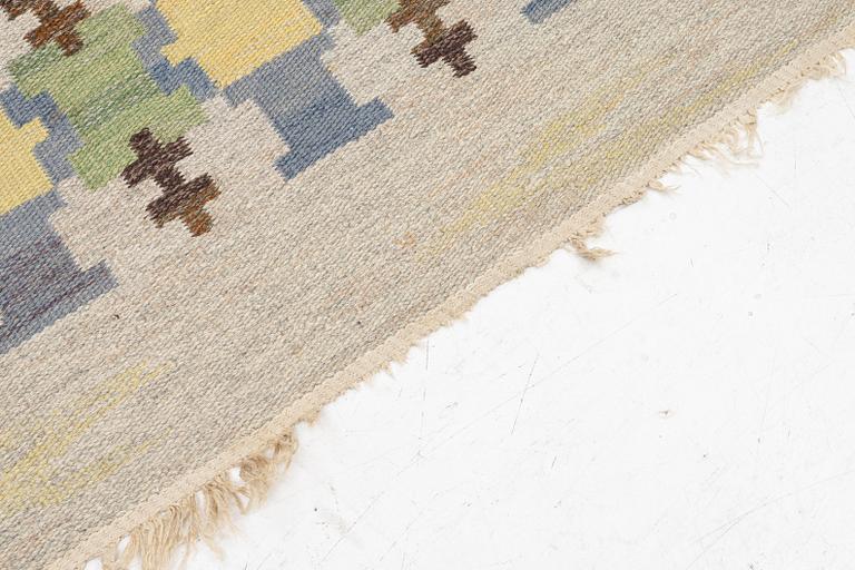 Judith Johansson a carpet, "Höstkastanj", flat weave, c. 242 x 167 cm, signed JJ.
