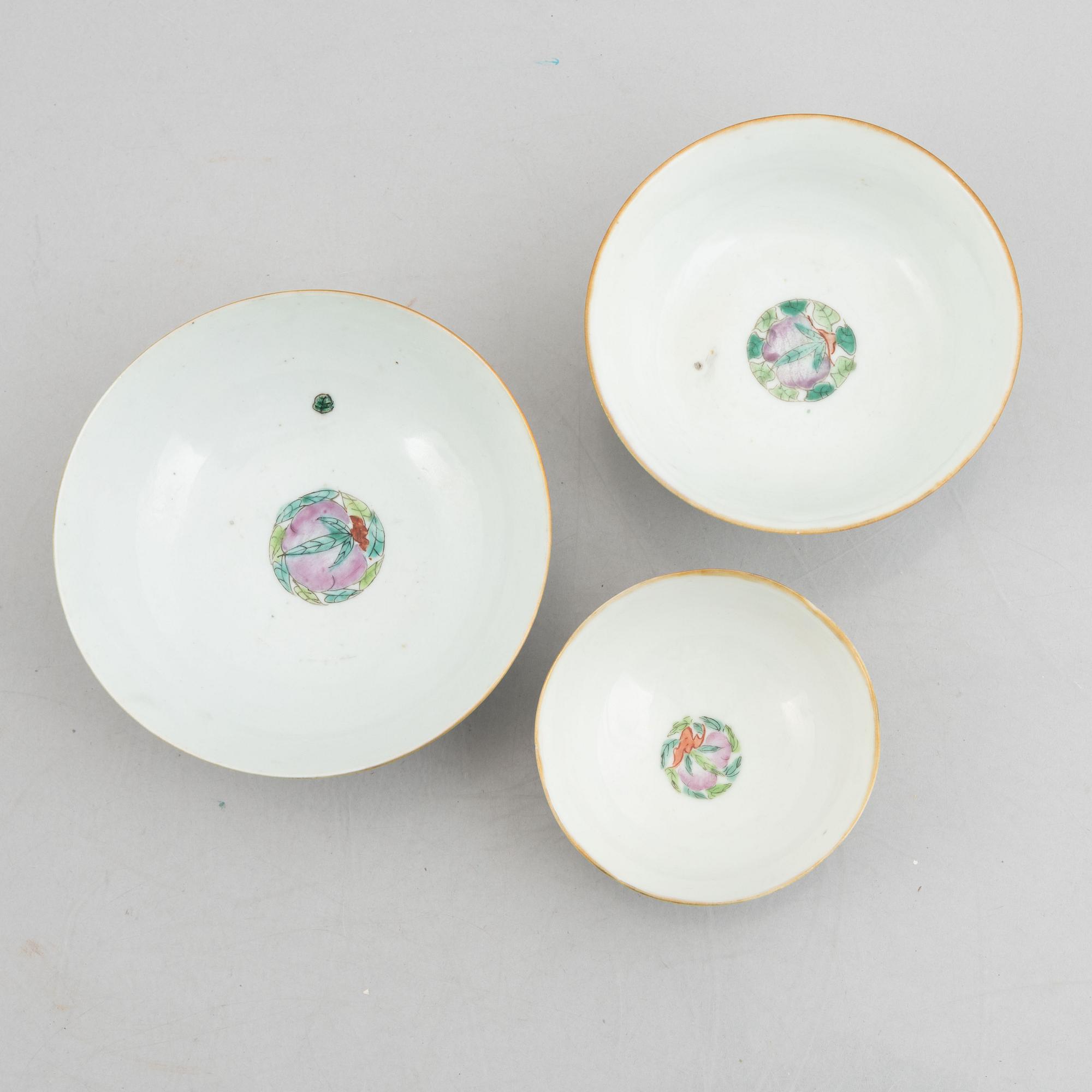Three Famille Rose porcelain bowls, China, early 20th century.