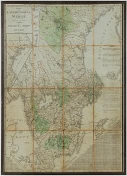 KARTA öfver Landswägarna i Sverige av Carl Akrell år 1811.