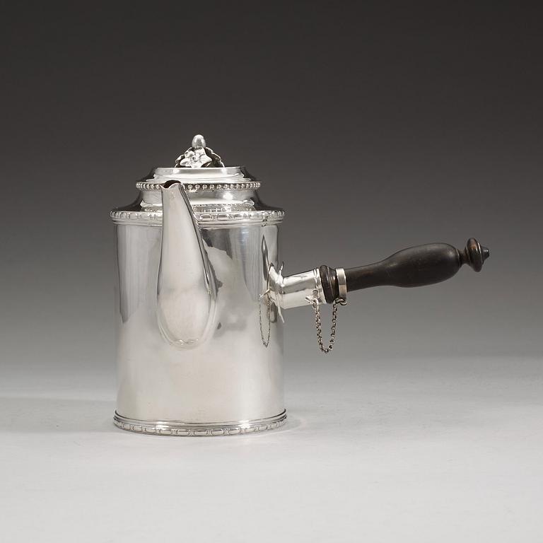 A Swedish 18th century silver coffee-pot, Julius Marianus Bergs, Stockholm 1784.