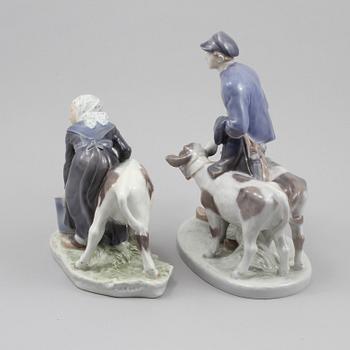 FIGURINER, 2 st, porslin, Christian Thomsen, Royal Copenhagen, 1900-tal.