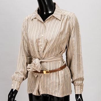 GUCCI Silk Blouse and a Leather Belt.