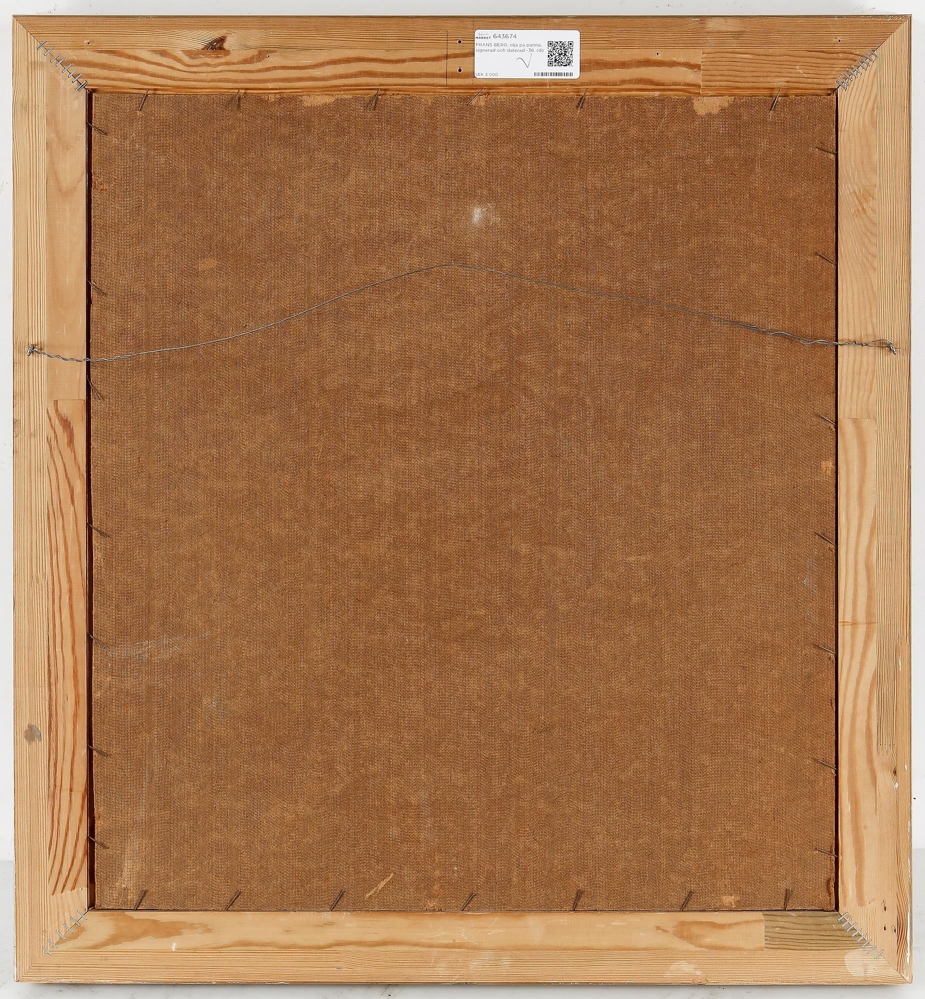 FRANS BERG, olja på pannå, signerad och daterad -36.