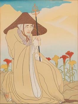 Paul Jacoulet, träsnitt, signerad.