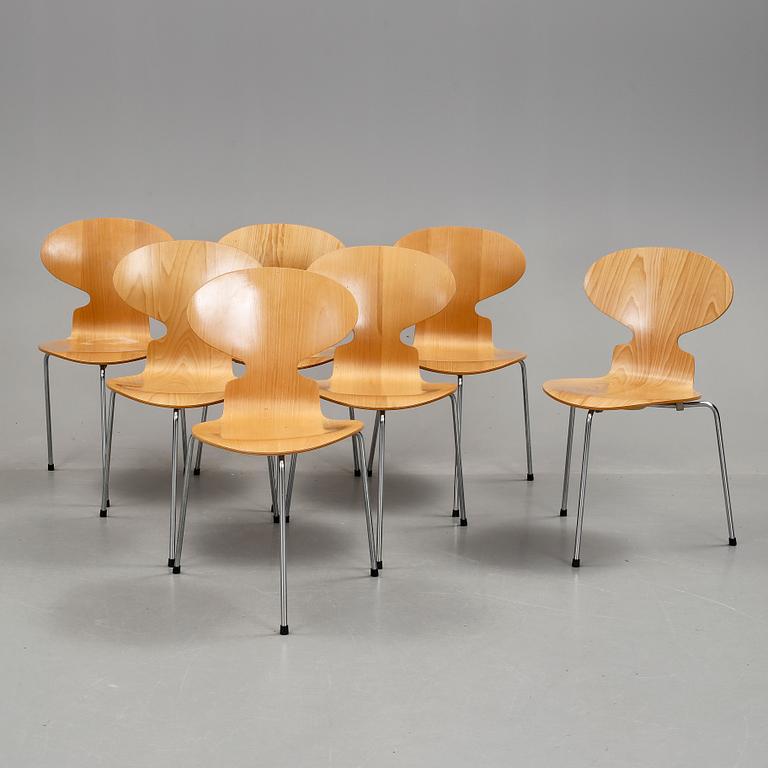 STOLAR, 7 stycken, "Myran", Arne Jacobsen, Fritz Hansen, 1900-talets fjärde kvartal.