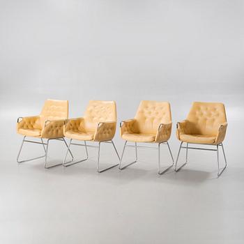 Four "Mirja" armchairs, designed by Bruno Mathsson for Dux, second half of the 20th century.