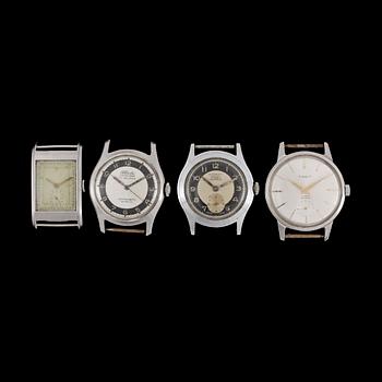 ARMBANDSUR, 4st, bla Facit, Atlantic, Stanley, 1930-50-tal.
