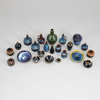 CARL-HARRY STÅLHANE, a set of 22 stoneware miniature vases and bowls, Rörstrand.