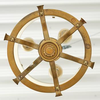 Swedish Grace, a brass and glass lamp, 1920s-40s.