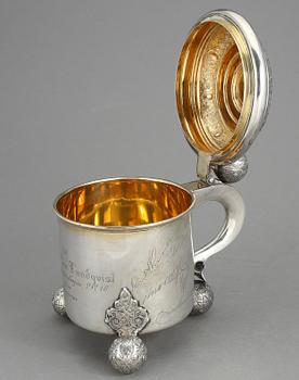 DRYCKESKANNA, silver, E Johansson, Gävle, 1917. Vikt ca 756g.