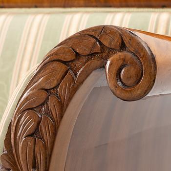 Sofa, 2 armchairs, 2 chairs, drop-leaf table Karl Johan, different models, 19th century.