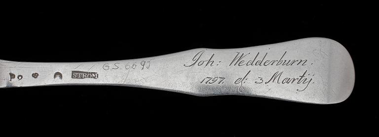 MATSKEDAR, 7 st, silver, bl a 1700-tal. Tot vikt 394 g.