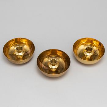 Three Vivianna Torun Bülow-Hübe brass candle golders, for Dansk International Design.