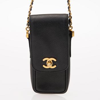 A Vintage Black Caviar Leather Cell Phone Bag.