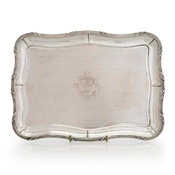 Henrik August Lång, bricka, silver, Nichols & Plinke, S:t Petersburg 1838.