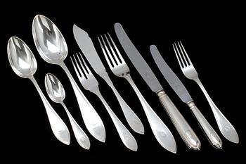 BESTICKSERVIS, 98 delar, silver, "Svensk spetsig", 1917.