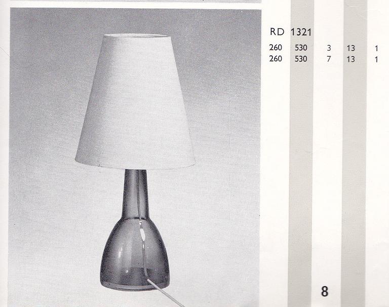Carl Fagerlund, a pair of table lamps model "RD 1321", Orrefors, 1950s-60s.