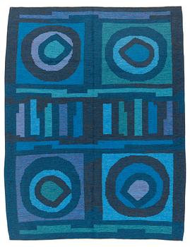 227. a carpet, flat weave, ca 238,5 x 175 cm. Signed GBJ as well as a weavers signature in the shape of a light green square.