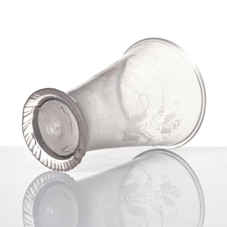 A glass goblet, Skånska glasbruket, Sweden, 18th Century.