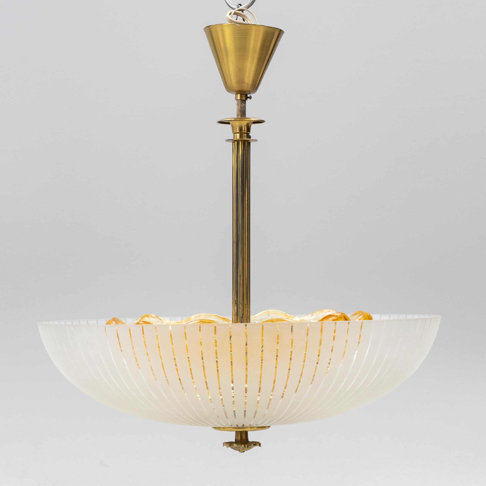 Ceiling lamp, Orrefors, mid-20th century.