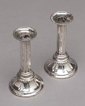 A pair of Swedish 18th century silver candlesticks, mark of Johan Bergengren, Kristianstad 1782.