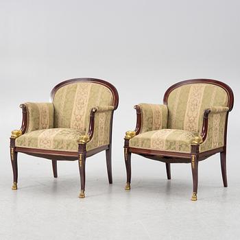 Soffa och 2 fåtöljer, empirestil, 1900-tal.