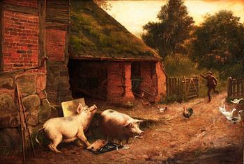 OKÄND KONSTNÄR, olja på duk. Bär sign och dat 1896.