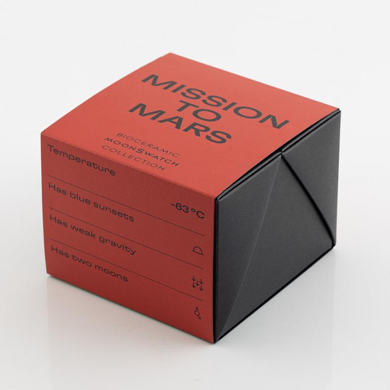 Swatch/Omega, MoonSwatch, Mission to Mars, kronograf, armbandsur, 42 mm.