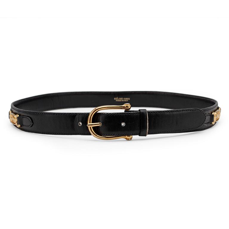 CÉLINE, a dark blue leather belt.