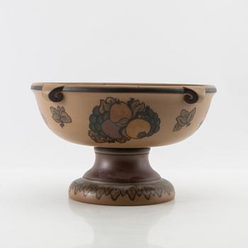 Bowl on foot L Hjorth Bornholm Denmark stoneware.