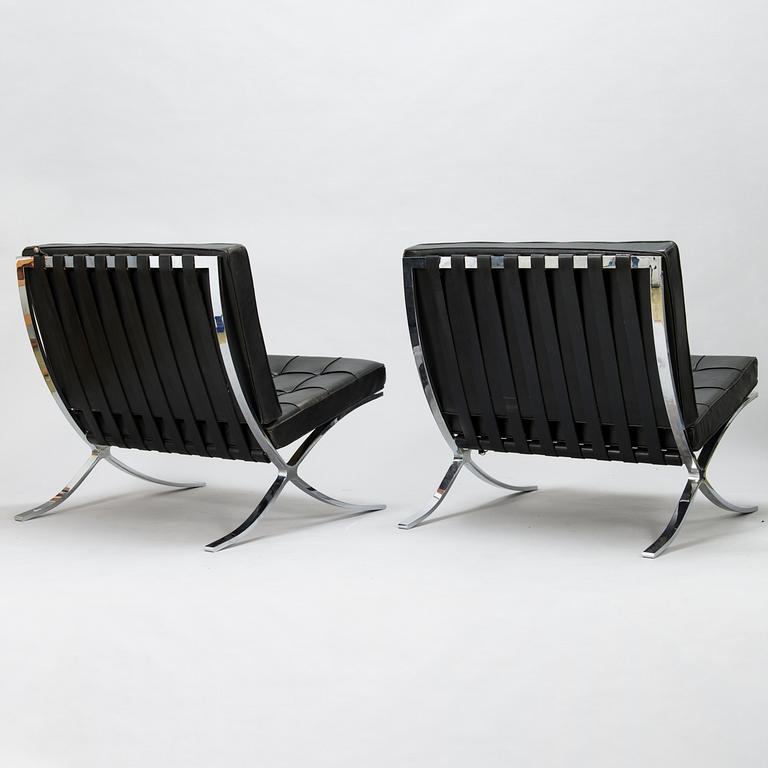 LUDWIG MIES VAN DER ROHE, A pair 'Barcelona' chairs for Knoll International, probably 1950's.